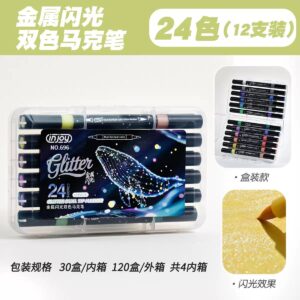 MARCADOR BRILLO DOBLE PUNTA 24 COLORES 299902